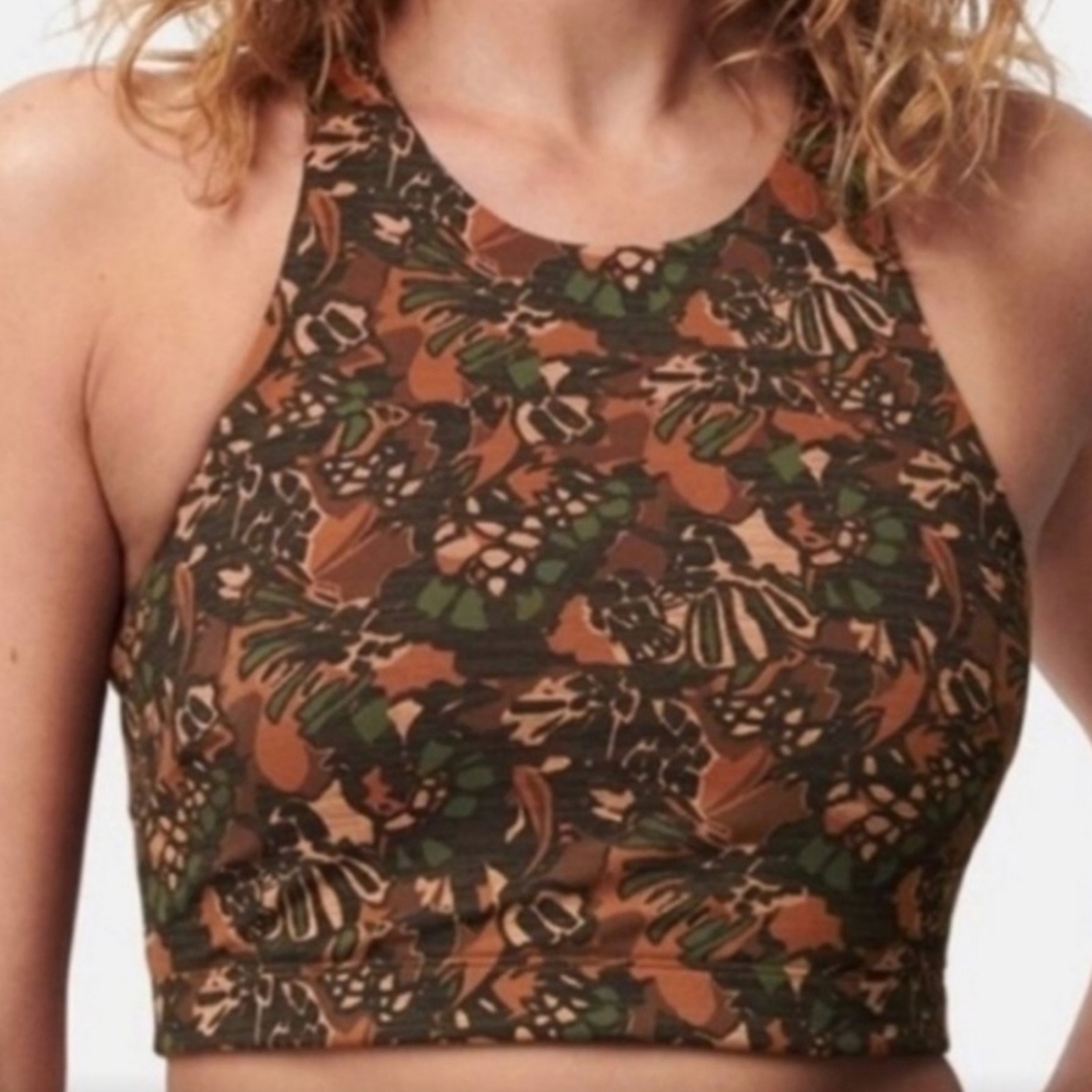 Outdoor Voices Techsweat Sierra Abstract Foliage Crop Top Sports Bra